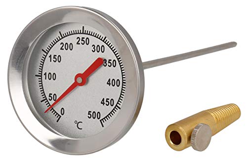 Edelstahl Träume - 500 ° c grado horno leña bimetálico y horno horno barbacoa termómetro analógico. diámetro de 62 mm y 30 cm de largo