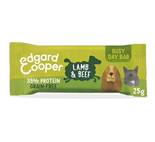 Edgard & Cooper chuches para perros sin cereales con Cordero. Premios naturales ricos en proteínas hasta 85% de carne cocinada al horno con ingredientes simples. Pack de 20x25grs Barras Biodegradables