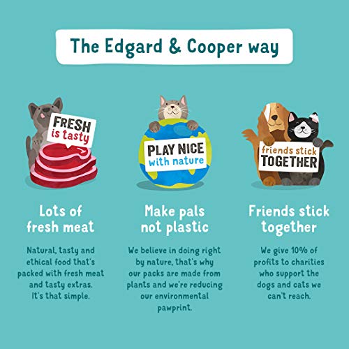 Edgard & Cooper chuches para perros sin cereales con Ternera. Premios naturales ricos en proteínas hasta 85% de carne cocinada al horno con ingredientes simples. Pack de 15x50grs Bolsas Biodegradables