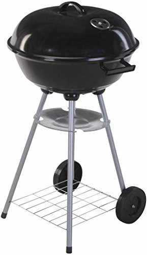 EDM 73834 Barbacoa Metalica con Tapa y Ruedas, Negro, Diámetro 44 cm/Altura 70 cm