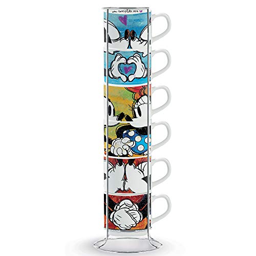 Egan PWM02I/6XL Juego de tazas de café, modelo Sweet Love y Metalrack, porcelana, multicolor, 6 unidades