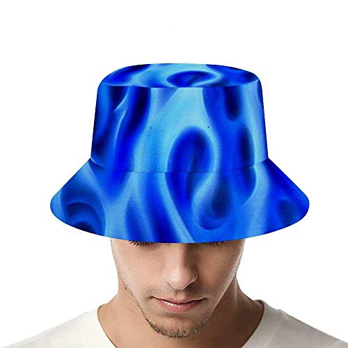 EINST Sombrero de sol estilo cubeta de hombres mujeres plegable pescador sombrero de playa protección solar hermoso pavo real plumas verde, Hombre, color Fuego de llama azul, tamaño talla única