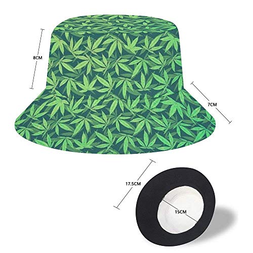 EINST Sombrero de sol estilo cubeta para hombres y mujeres plegable pescador sombrero de playa protección solar marihuana maleza hoja, Hombre, color Marihuana Weed Verde, tamaño talla única