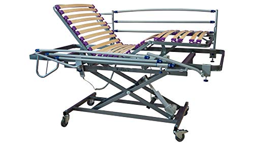 eKamia - Cama Geriátrica Eléctrica con Carro Elevador y Barandilla - 105cm x 190cm