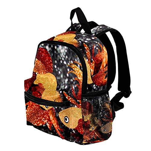 El pez de Colores Mochila para niños Mochila Escolar Ligera Impresión Completa para niños en Edad Preescolar 3-8 años Bolsa de bebé Pañal Leche en Polvo Mochila 25.4x10x30 CM