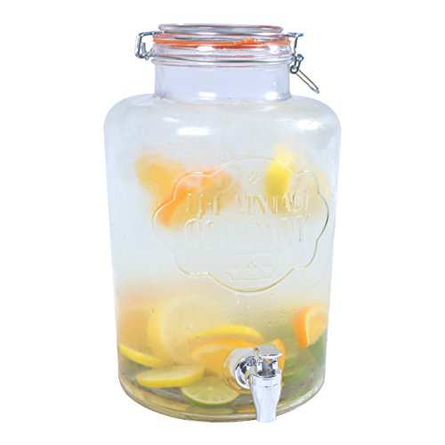 El Vintage Empresa 7,6 L 22 X 22 X 35 cm Jumbo dispensador de Bebidas de Cristal con Cierre hermético y Grifo