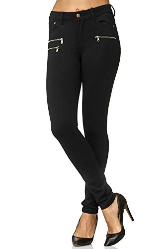 Elara Pantalones Elásticos de Mujer Skinny Fit Jegging Chunkyrayan Negro H86 42 (XL)