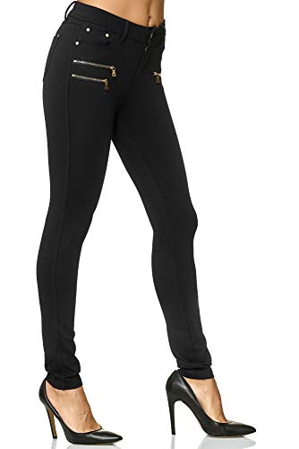 Elara Pantalones Elásticos de Mujer Skinny Fit Jegging Chunkyrayan Negro H86 42 (XL)