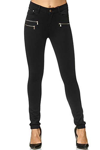 Elara Pantalones Elásticos de Mujer Skinny Fit Jegging Chunkyrayan Negro H86 42 (XL)