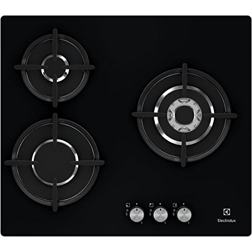 Electrolux EGT6633NOK Integrado Encimera de gas Negro hobs - Placa (Integrado, Encimera de gas, Cerámico, Negro, Vidrio, 1000 W)