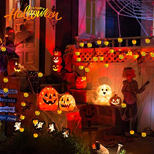 Elegear Cadena de Halloween de Calabaza 3D 3,5M 20 LEDs, 8 Modos Luces de Halloween Decoración con Pilas, Decoración de Bricolaje para Halloween/Fiestas temáticas/Carnaval/Fiesta/Celebración