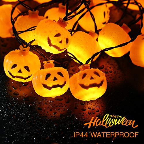 Elegear Cadena de Halloween de Calabaza 3D 3,5M 20 LEDs, 8 Modos Luces de Halloween Decoración con Pilas, Decoración de Bricolaje para Halloween/Fiestas temáticas/Carnaval/Fiesta/Celebración