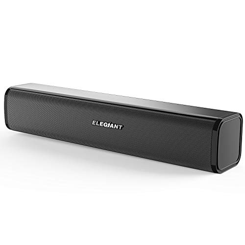 ELEGIANT Altavoces PC, Mini Barra de Sonido USB Altavoz Sobremesa Estéreo con Cable para Ordenador con Control de Volumen en Línea para Escritorio Oficina para Ordenador Portátil Móvil, Negro