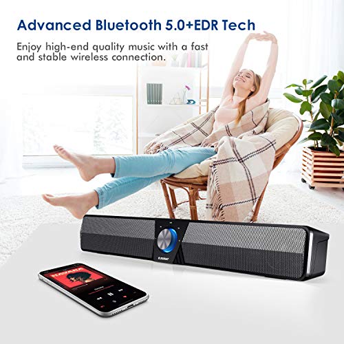 ELEGIANT Altavoz PC, Barra de Sonido Bluetooth 5.0 USB 20W Sobremesa Portátil con Cable e Inalámbrico con Sonido Estéreo Bass, Tarjeta TF Puerto USB para PC, Ordenador portátil, TV, Teléfono Móvil