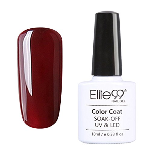 Elite99 Uñas de Gel Serie de Color Rojo Vino 4 pcs Esmalte Semipermanente Shellac Laca Soak Off Top Coat Base Coat UV LED Manicura Arte 10ml