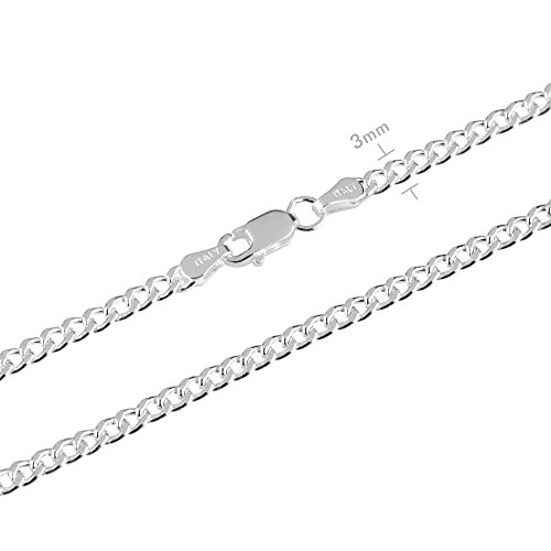 EMPATHY JEWELS Cadenas de Plata para Hombre en 5 tamaños - Collar Plata Hombre de 3mm de Grosor - Cadena de Plata para Hombre de fabricación Italiana - Cadenas Hombre Plata para Hacer un Regalo.