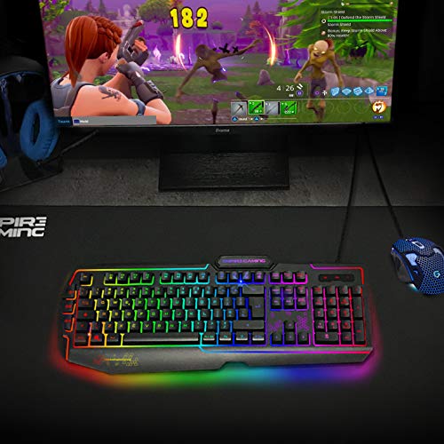 EMPIRE GAMING – Teclado Gaming K900 QWERTY- 105 Teclas Semi-mecánicas- Retroiluminación LED RGB, 9 Modos: 8 predefinidos y 1 Personalizable - 19 Teclas Anti-ghosting - Teclados Gaming de Juegos