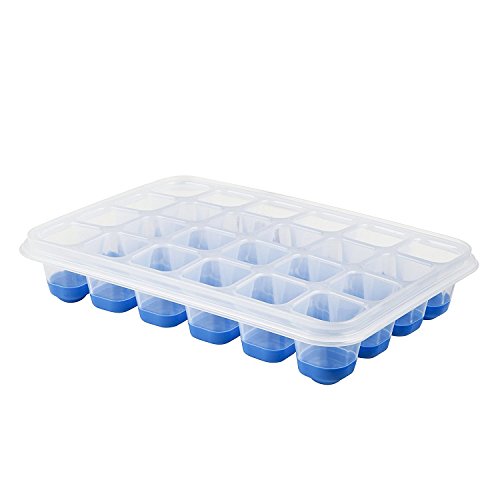 Emsa Clip & Close Bandeja para Hielo con Tapa hermética, Plástico, Azul, 33.6 x 17.2 x 27.5 cm