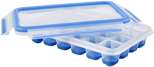 Emsa Clip & Close Bandeja para Hielo con Tapa hermética, Plástico, Azul, 33.6 x 17.2 x 27.5 cm