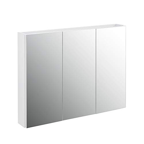 [en.casa] Armario de baño Armario de Pared con Espejo Mueble para Debajo de Lavabo Set de Muebles de baño Blanco