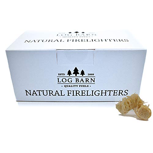 Encendedores de leña ecológicos naturales - 40 encendedores de fuego de llama de lana de madera para cocinar y calentar. Ideal para encender fuegos en estufas, barbacoas, hornos de pizza y fumadores