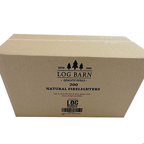 Encendedores de madera natural ecológica – 200 encendedores de llama de lana de madera por caja. Ideal para iluminación de incendios en estufas, barbacoas, hornos de pizza y ahumadores.