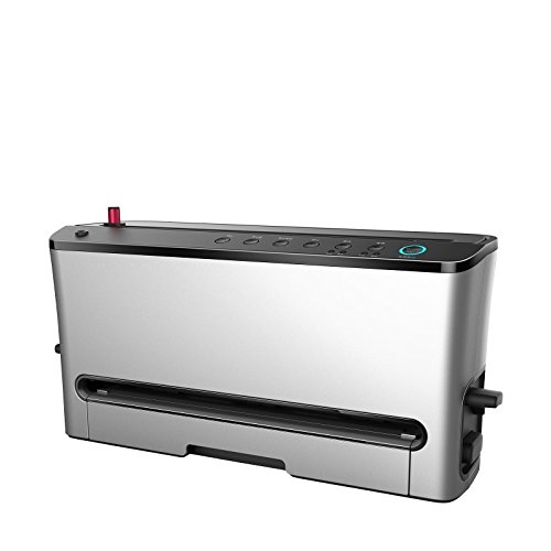 Envasadora al vacío BioChef Pro – Máquina de envasar al vacío Profesional, 120W, 8 Funciones, Espacio para Rollo Integrado, Mecanismo de Corte y Bandeja Anti-Goteo (Plata)