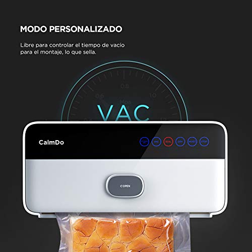 Envasadora al Vacío, CalmDo Máquina Selladora al Vacío Automático para Alimentos，6 en 1 Sellador al Vacío Profesional Seco y Húmedo 120W con Rollo Bolsas y Tubo para Uso Doméstico, CD-V001