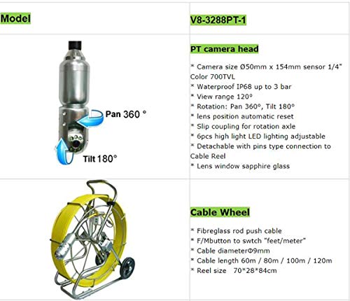 Envío 100M 360 Grado cámara alcantarillado tubería inspección cámara 700 TVL con 8 ' ' Pantalla LCD Digital