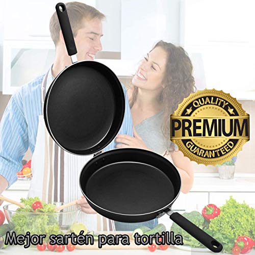 e!Orion Sartén Doble para Tortilla, Aluminio Fundido Antiadherente,diametro 24 cm, Apta para Todo Tipo de cocinas, incluida inducción y Puede lavavajillas