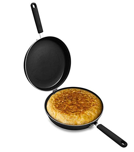 e!Orion Sartén Doble para Tortilla, Aluminio Fundido Antiadherente,diametro 24 cm, Apta para Todo Tipo de cocinas, incluida inducción y Puede lavavajillas