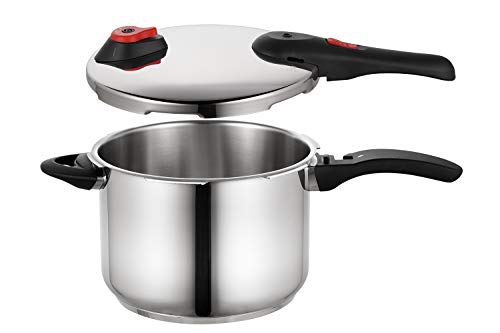 EPPMO Olla a Presión Rápida de Acero Inoxidable, 22cm 6L, Dos Presiones de Cocción, Apta para Todo Tipo de Cocinas, Incluido Inducción, Triple Sistema de Seguridad (6 litros)