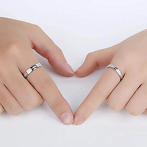 EQLEF Anillo de Latido del corazón, 1 Juego Anillos de Promesa de electrocardiograma Parejas Abiertas Anillo Ajustado para alianzas de Boda Anillos de Compromiso