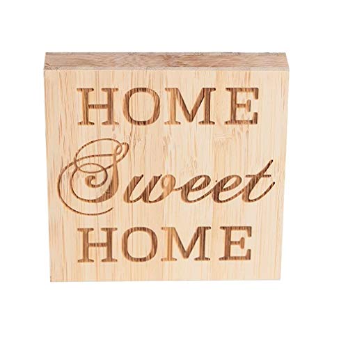 EQLEF Home Sweet Home Madera casera Dulce casera Decoración casera Muestra Bloque de bambú Decoraciones caseras