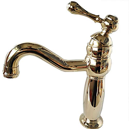 Equipo de baño Ya Cuisine Estilo americano Titanium Hostel Basin Faucet Todas las medallas de bronce Faucet Single Handle Dual Control Hot Cold Faucet