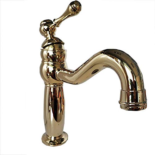 Equipo de baño Ya Cuisine Estilo americano Titanium Hostel Basin Faucet Todas las medallas de bronce Faucet Single Handle Dual Control Hot Cold Faucet