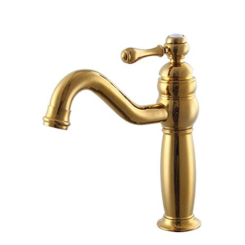 Equipo de baño Ya Cuisine Estilo americano Titanium Hostel Basin Faucet Todas las medallas de bronce Faucet Single Handle Dual Control Hot Cold Faucet