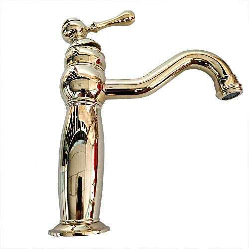 Equipo de baño Ya Cuisine Estilo americano Titanium Hostel Basin Faucet Todas las medallas de bronce Faucet Single Handle Dual Control Hot Cold Faucet