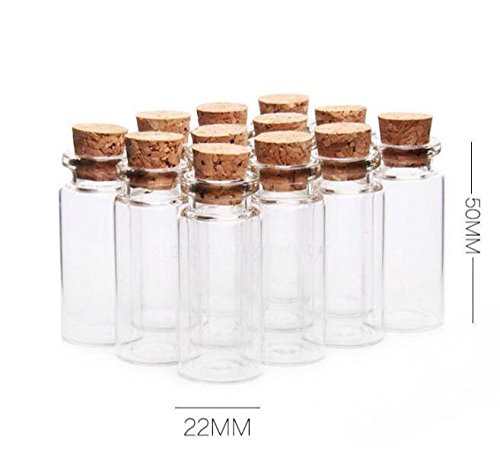 Ericotry - Botes de cristal con tapones de corcho para guardar mensajes de boda y fiestas, 24 unidades, 10 ml