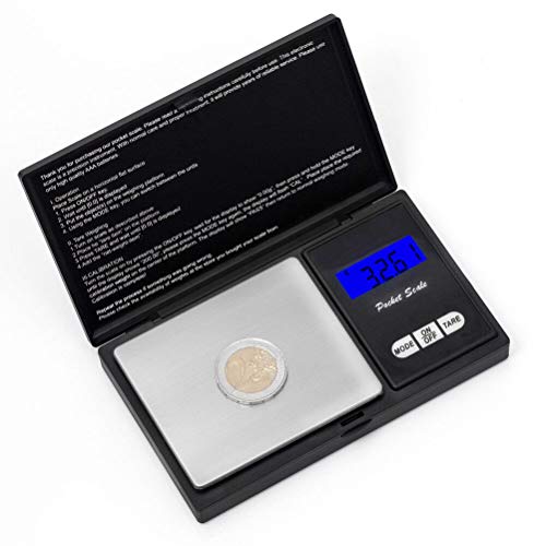 Escala de Bolsillo de precisión (precisión de 0.01g a 200g), Escala de Cusine, Escala de joyería con Pantalla LCD y función de Tara (Negro)