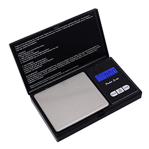 Escala de Bolsillo de precisión (precisión de 0.01g a 200g), Escala de Cusine, Escala de joyería con Pantalla LCD y función de Tara (Negro)