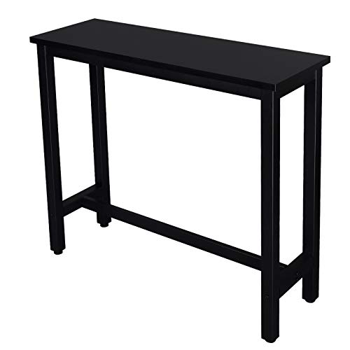 eSituro Mesa de Bar Mesa de Cafetería Mesa de Barra Mesa de Cocina Alta con Estructura de Metal 120x40x100cm Negro SBST0331