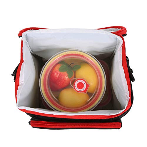 esonmus Bolsa Térmica Comida 10L, Termica Porta Alimentos con Correa Portatil Bolsa de Almuerzo para Adulto Niños Bolsa Nevera Oficina Escuela Viaje (Rojo)