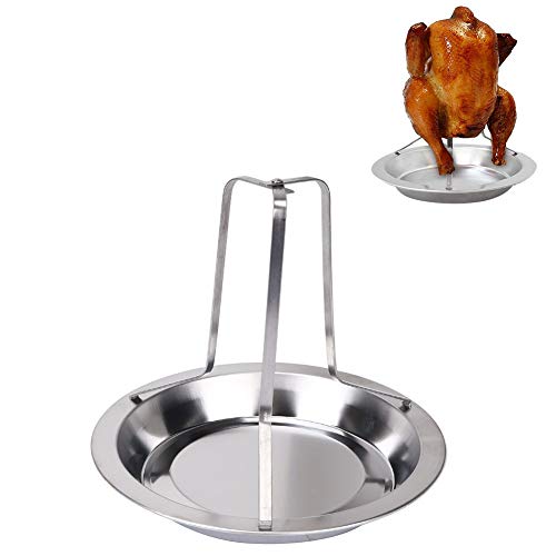 Estante para asar pollos, parrillas de carbón o gas de 7,67 x 0,98 pulgadas, asador de latas de cerveza, soporte plegable vertical de acero inoxidable con bandeja de goteo