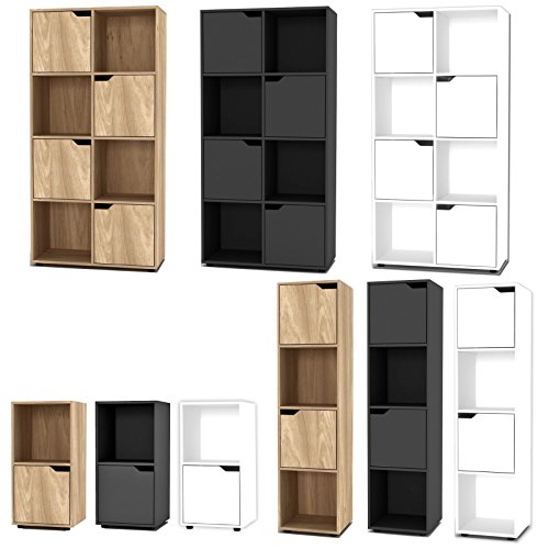Estantería de URBNLIVING, de madera, con forma cúbica, con puertas , madera, White Bookcase and White Door, 4 Cube
