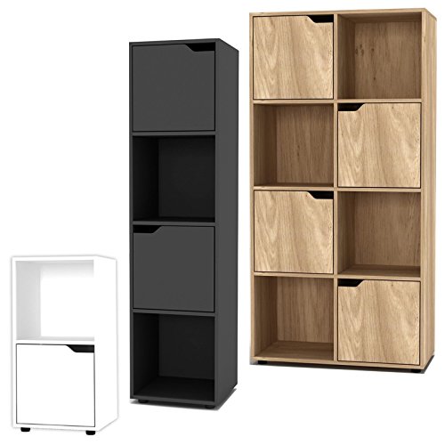 Estantería de URBNLIVING, de madera, con forma cúbica, con puertas , madera, White Bookcase and White Door, 4 Cube