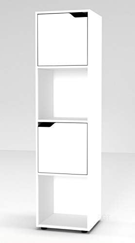 Estantería de URBNLIVING, de madera, con forma cúbica, con puertas , madera, White Bookcase and White Door, 4 Cube