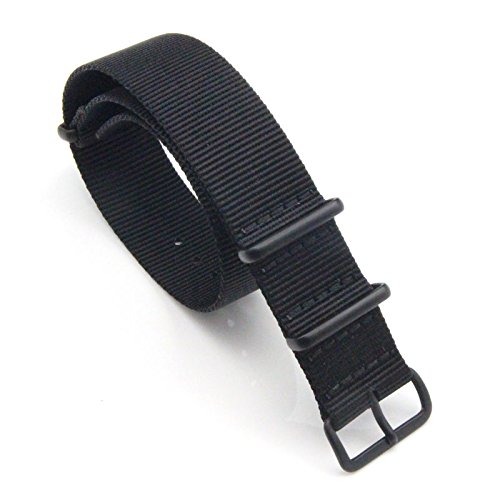 Estilo Superior de la NATO Nylon balístico Banda de Reloj de reemplazo de la Correa de 18 mm de Gama Alta para los Hombres Negro Trenzado