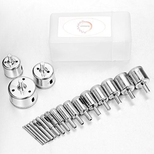 Estmoon 20 pcs Sierras de Agujero Broca Diamante Remover Herramientas hueca Corona de perforación para vidrio, porcelana, cerámica, granito piedra broca