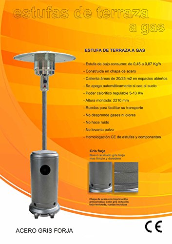 ESTUFA EXTERIOR A GAS CON RUEDAS GRIS FORJA